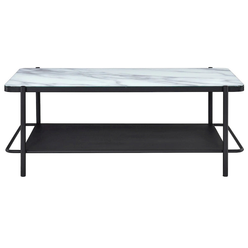 Modern-Style 3-Piece Coffee Table Set with White Glass Tabletops