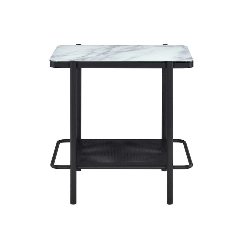Modern-Style 3-Piece Coffee Table Set with White Glass Tabletops