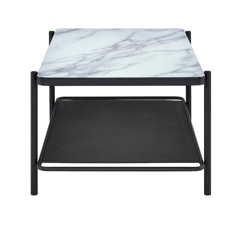 Modern-Style 3-Piece Coffee Table Set with White Glass Tabletops