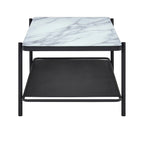 Modern-Style 3-Piece Coffee Table Set with White Glass Tabletops
