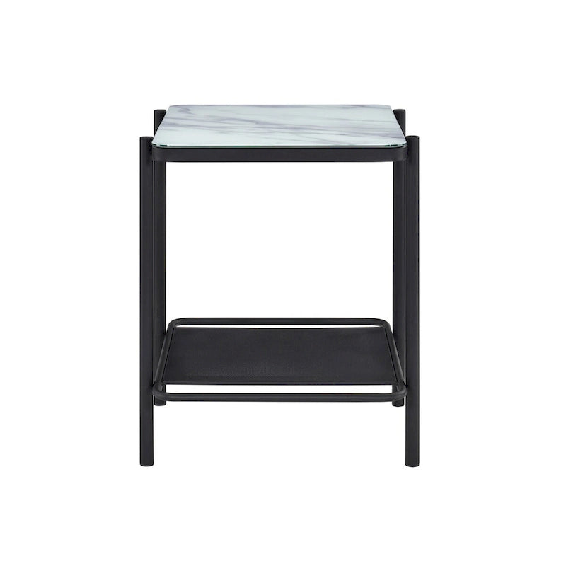 Modern-Style 3-Piece Coffee Table Set with White Glass Tabletops