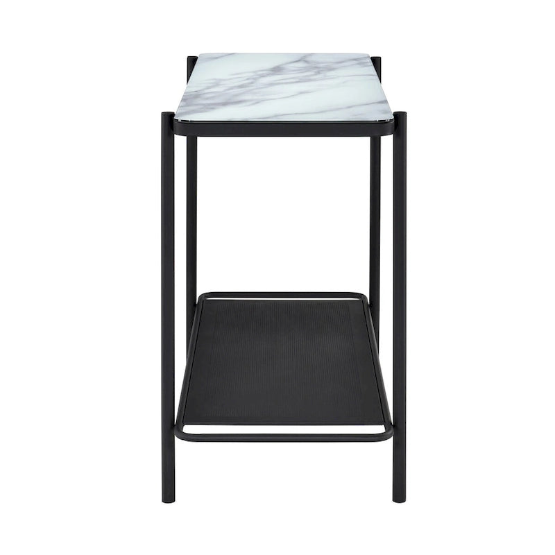 Modern-Style 3-Piece Coffee Table Set with White Glass Tabletops