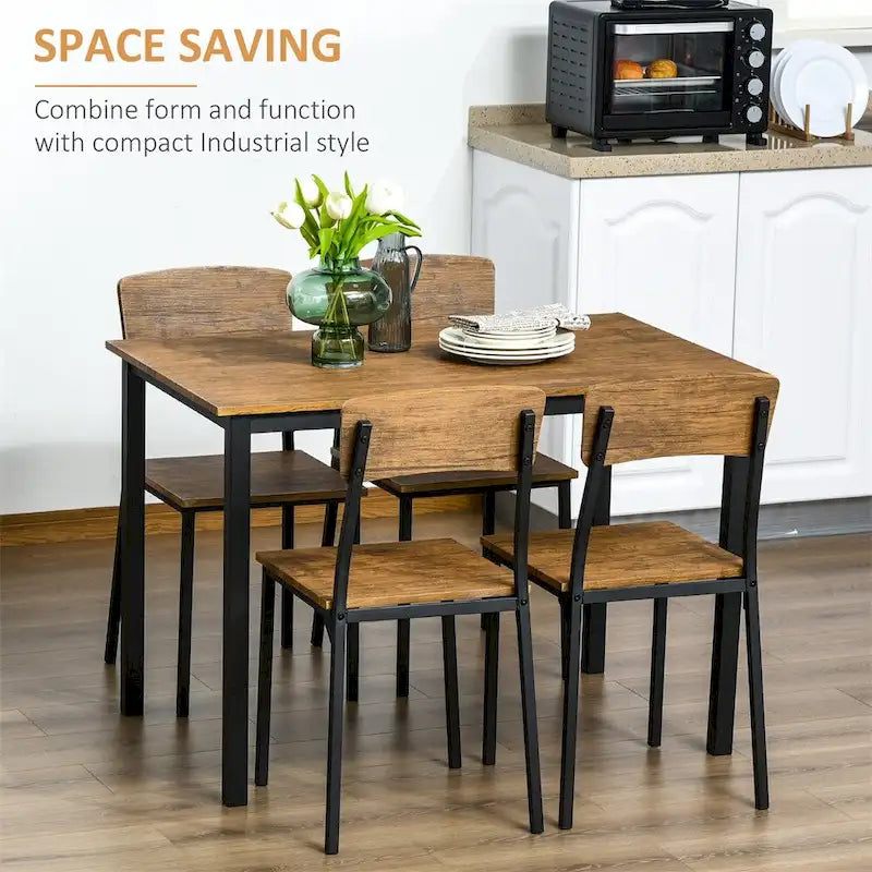 Dining Table Set with Rectangular Kitchen Table and Chairs(Set of 5)