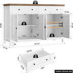 Buffet Sideboard Cabinet - 15.7D x 55.1W x 35.4H
