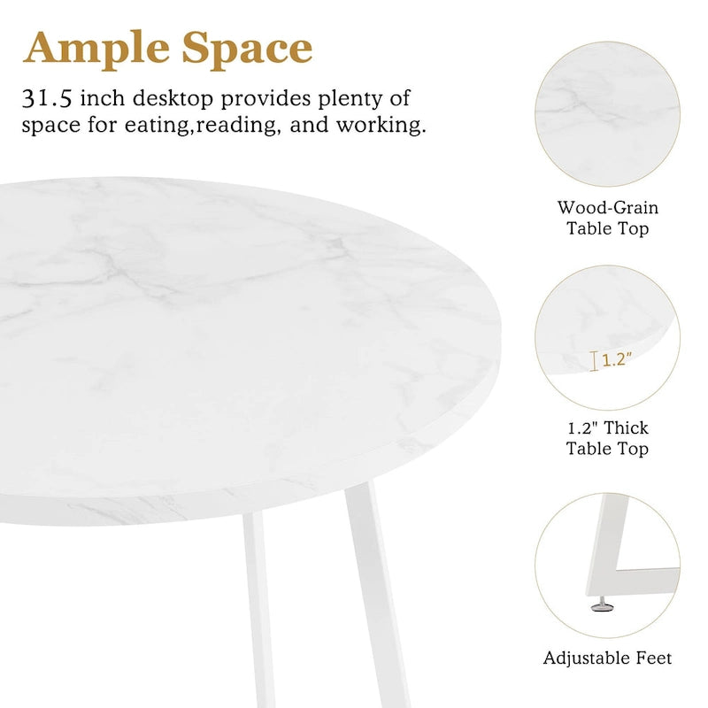 Javlergo 31.5 Round Dining Table Modern Leisure Table with Metal Leg