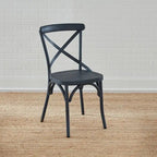 Vintage Series Distressed Metal X Back Side Chair - Antique White (Set of 2)