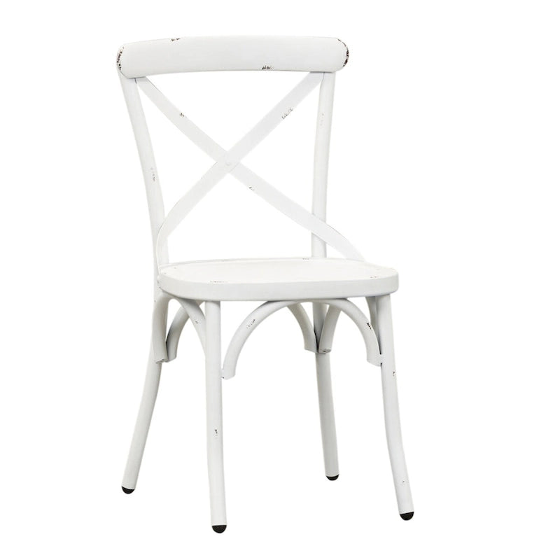 Vintage Series Distressed Metal X Back Side Chair - Antique White (Set of 2)