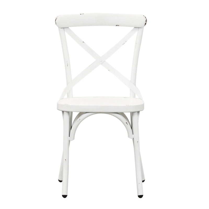 Vintage Series Distressed Metal X Back Side Chair - Antique White (Set of 2)