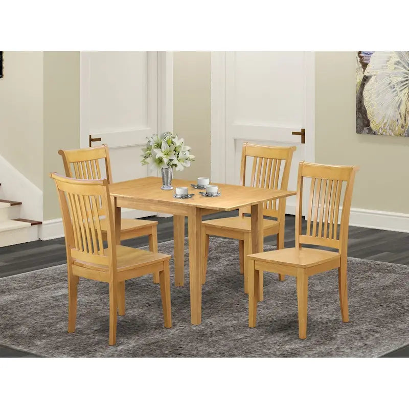 Dining Table and Chair Set — Rectangular Dining Table and Kitchen Chairs, Oak Finish (Optional)