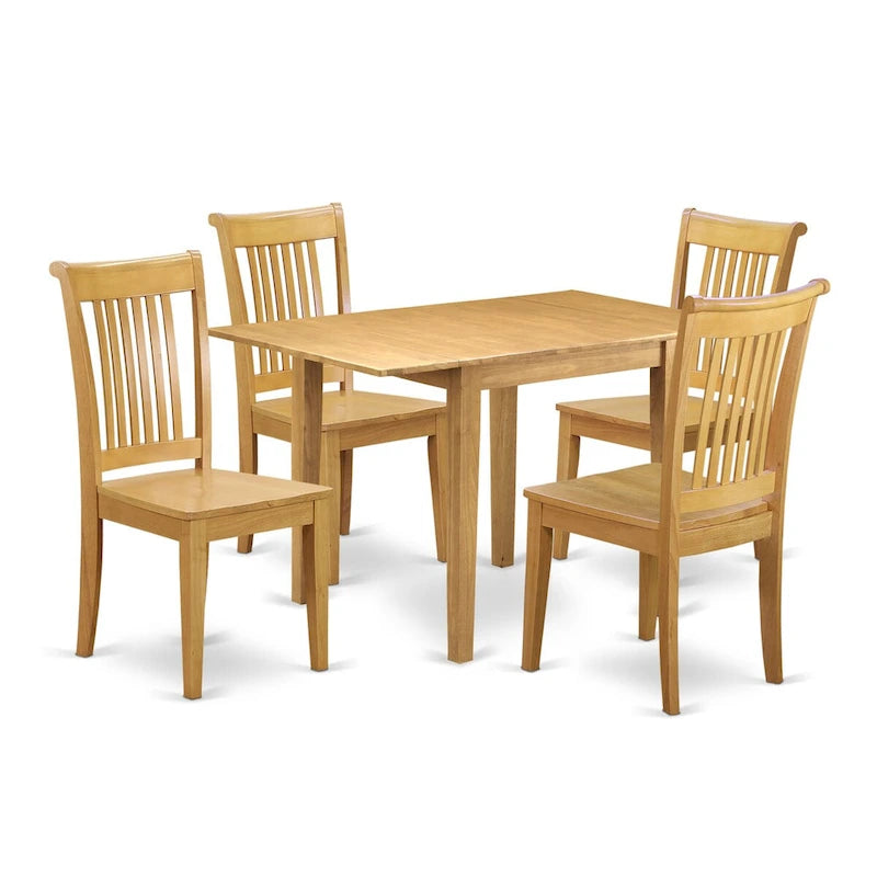 Dining Table and Chair Set — Rectangular Dining Table and Kitchen Chairs, Oak Finish (Optional)