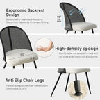 High Back Rattan Boucle Dining Chair