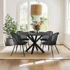 High Back Rattan Boucle Dining Chair