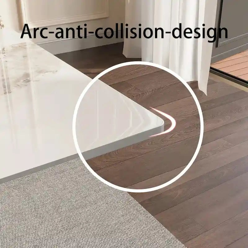 94.48 Inch Modern Minimalist 9 - Piece Extendable Sintered Stone Top Double Pedestal Dining Set