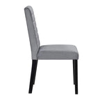 Andy 18 Inch Side Dining Chairs Set of 2, Channel Tufted Gray Velvet, Black Wood