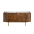 4 Doors Marble Top Dining Server in White and Natural