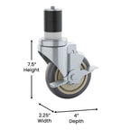 Set of 4 Commercial Heavy Duty Casters with 2 Swivel Casters, 2 Locking Casters