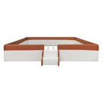 King Size Upholstered Daybed Frame with Fence and Stairs