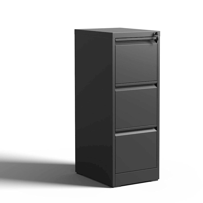 3-Drawers 14.96 W Metal Vertical File Cabinet with Lock Office Home Vertical File Cabinet for A4 Legal/Letter Size