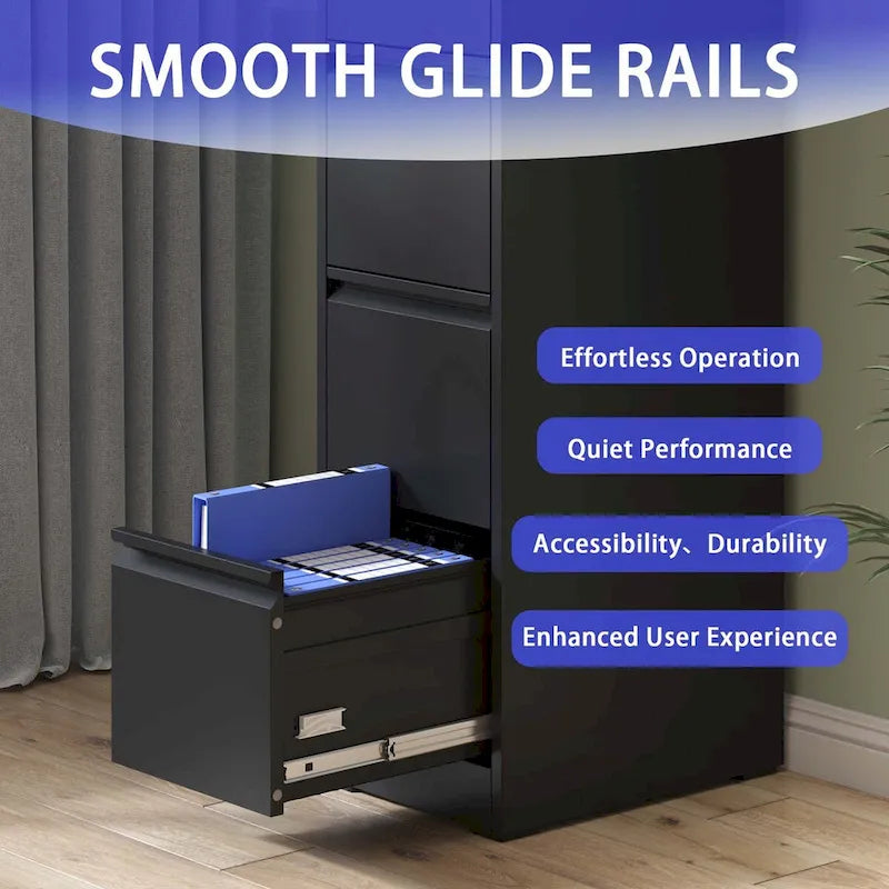 3-Drawers 14.96 W Metal Vertical File Cabinet with Lock Office Home Vertical File Cabinet for A4 Legal/Letter Size