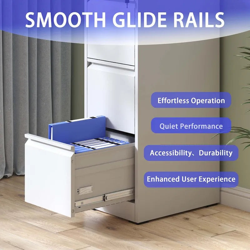 3-Drawers 14.96 W Metal Vertical File Cabinet with Lock Office Home Vertical File Cabinet for A4 Legal/Letter Size