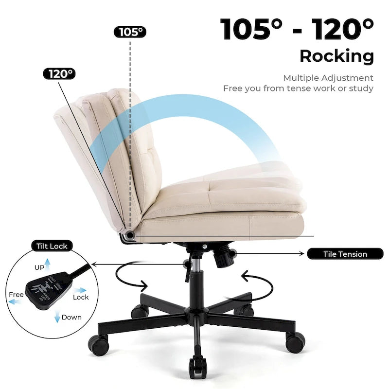 Large Size Swivel Armless Home Office Desk Chair