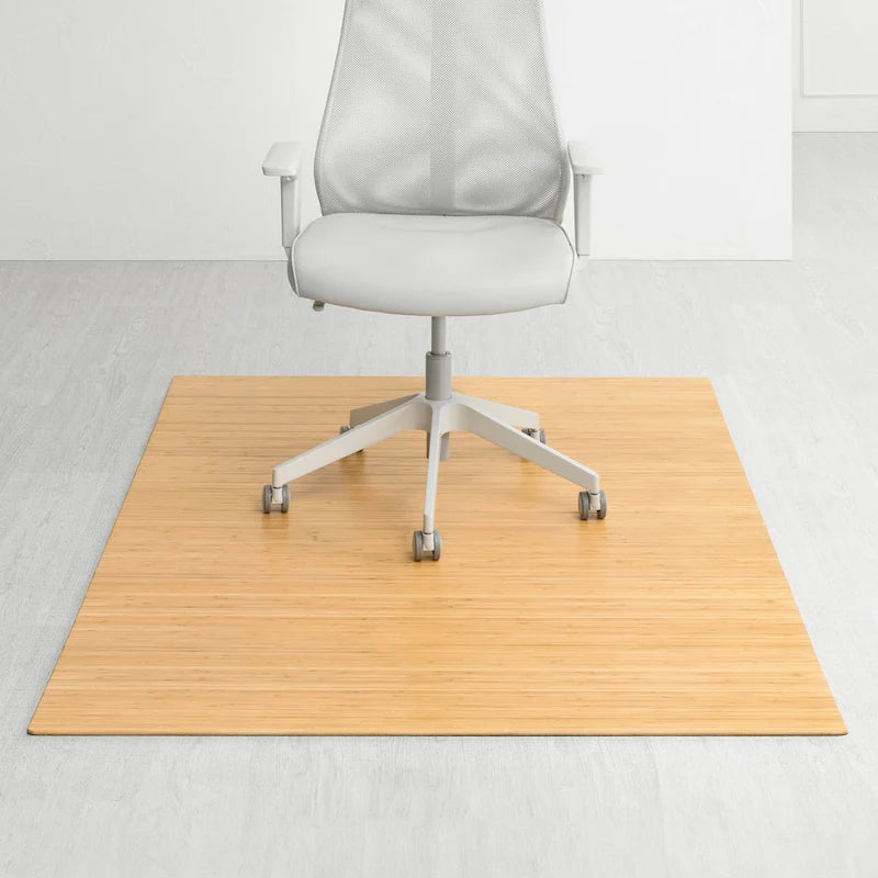 Jani Eco Bamboo Standard Rectangular Natural Chair Mat - (72 x 48), Eco-Friendly Chair Mat