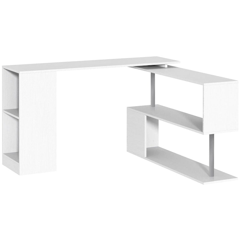 Modern L-Shaped Home Office Workstation with 3-Tier Storage Shelves
