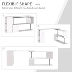 Modern L-Shaped Home Office Workstation with 3-Tier Storage Shelves