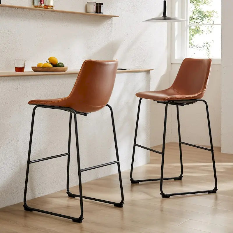 Leather 30 inch Leather Counter Height Bar Stools Bar Stools Set of 2
