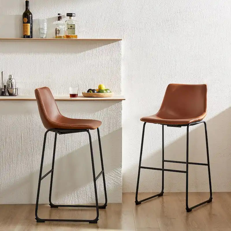 Leather 30 inch Leather Counter Height Bar Stools Bar Stools Set of 2