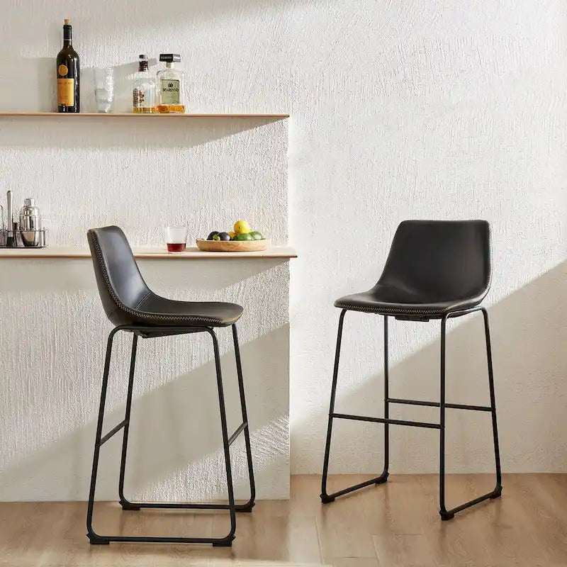 Leather 30 inch Leather Counter Height Bar Stools Bar Stools Set of 2