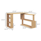 L Shaped Corner Desk,360 Degree Rotating Home Office Desk w/Shelves