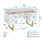 Deluxe Stylish Modern Grey Computer Desk with Storage