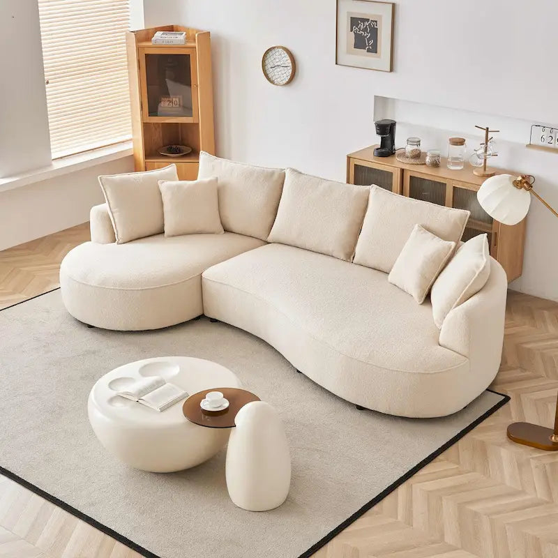 122.8 Modern Teddy Fabric Cloud Curved Sofa -- Left Facing