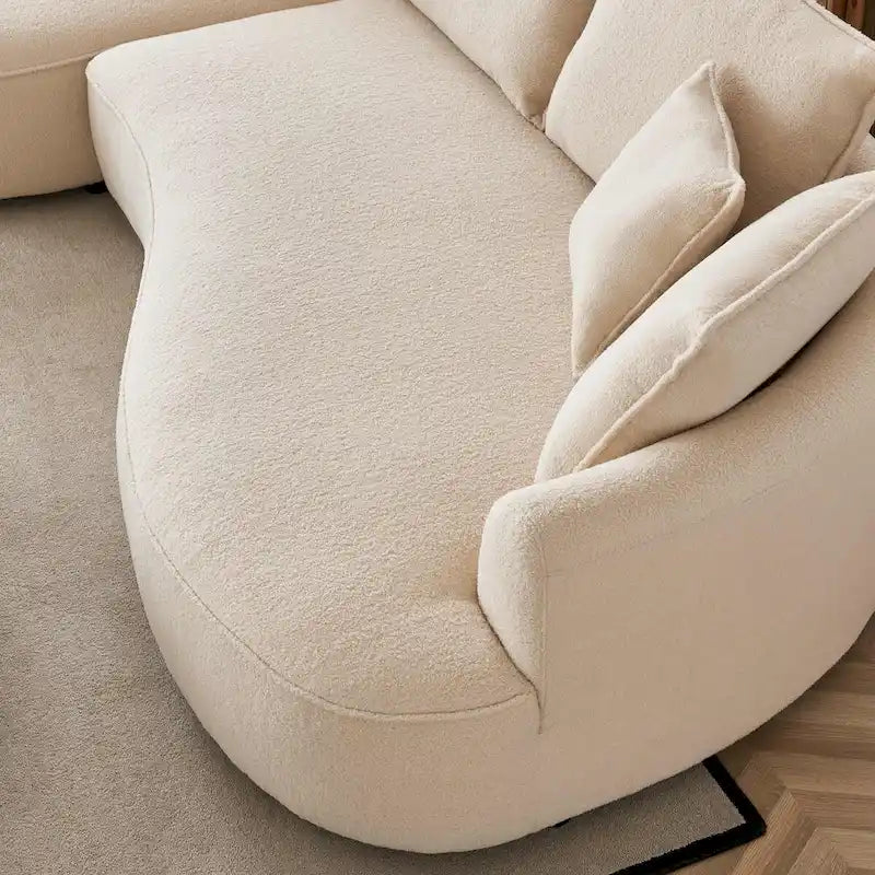 122.8 Modern Teddy Fabric Cloud Curved Sofa -- Left Facing