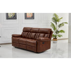 Betsy Furniture Bonded Leather Manual Rclining 3-seat Sofa Couch in Orange 8062