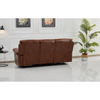Betsy Furniture Bonded Leather Manual Rclining 3-seat Sofa Couch in Orange 8062