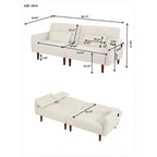 Convertible Futon Sofa Bed, Adjustable Couch Sleeper, Couch Corduroy Fabric Comfy Sofa bed with Wooden Legs & 2 Pillows
