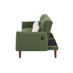 Convertible Futon Sofa Bed, Adjustable Couch Sleeper, Couch Corduroy Fabric Comfy Sofa bed with Wooden Legs & 2 Pillows
