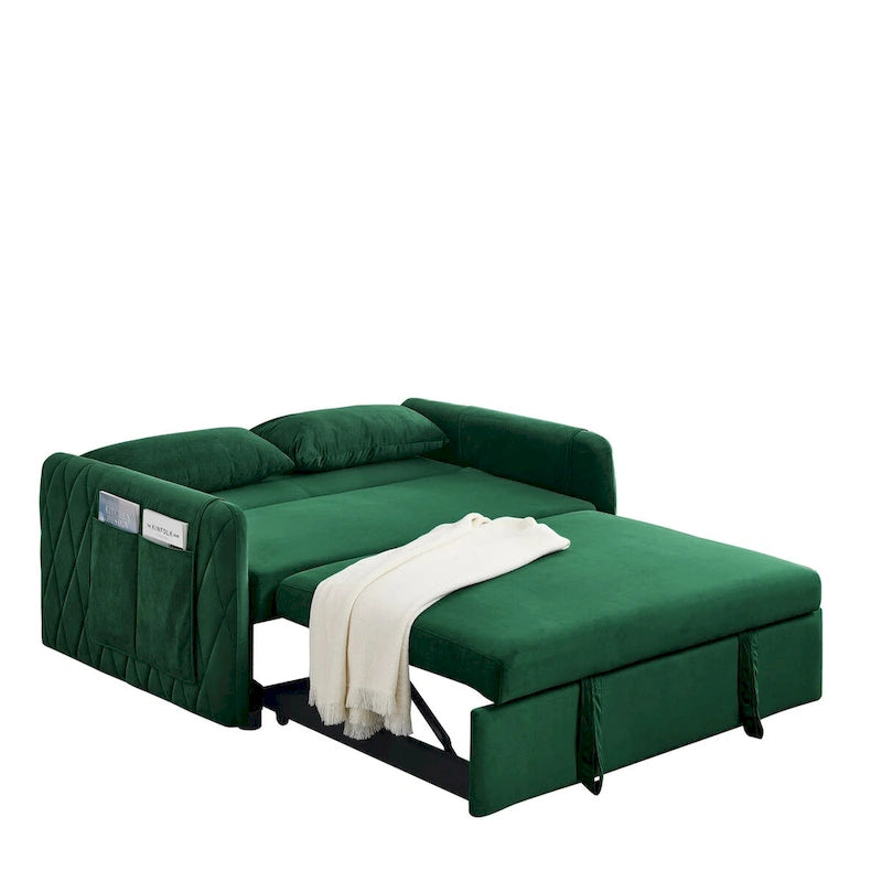 55 Modern Convertible Sofa Bed with 2 Detachable Arm Pockets