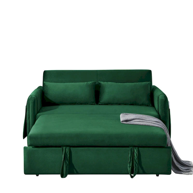 55 Modern Convertible Sofa Bed with 2 Detachable Arm Pockets