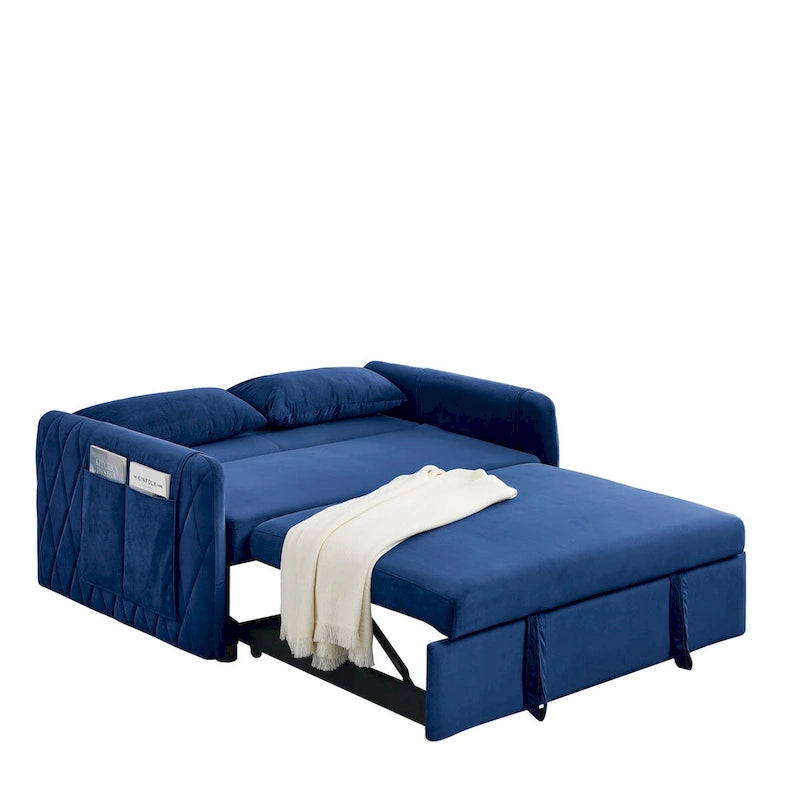 55 Modern Convertible Sofa Bed with 2 Detachable Arm Pockets