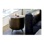Macari Rustic Drum-Style Aluminum Accent Table - 19W x 19D x 18H
