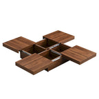 Square Marble Veneer Coffee Table Sliding Top with Storage by Harper&Bright Designs