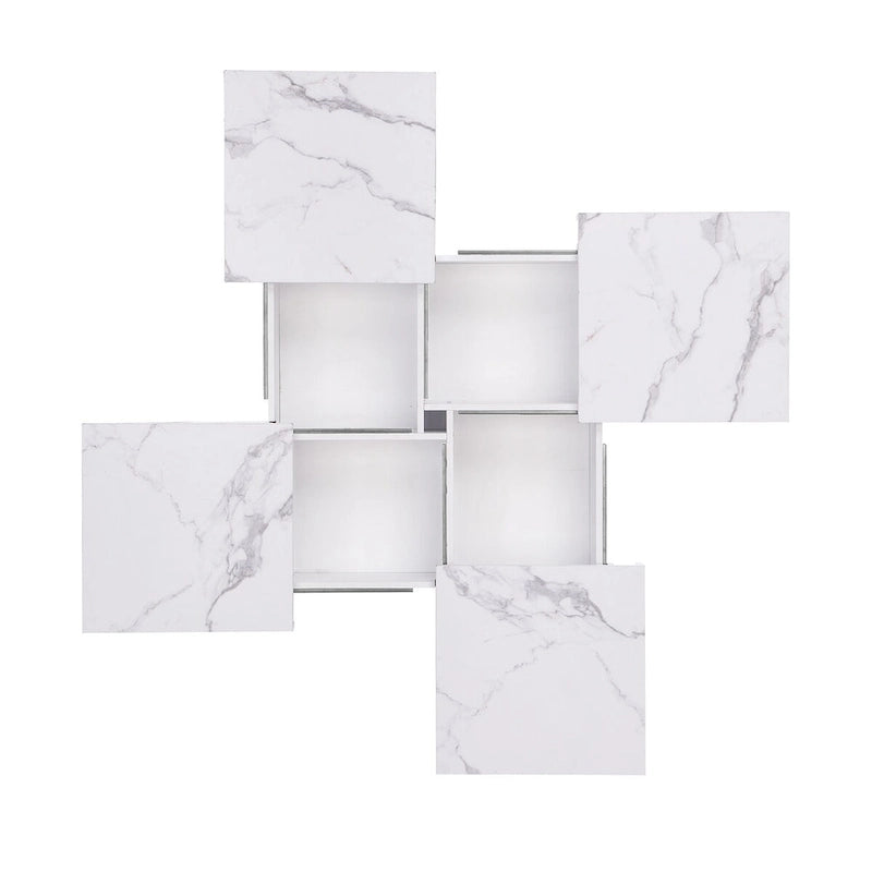 Square Marble Veneer Coffee Table Sliding Top with Storage by Harper&Bright Designs