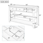 Retro Design Console Table with Two Open Shelves, Pine Solid Wood Frame and Legs for Living Room
