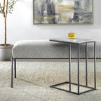Porch & Den Black Metal and White Marble Accent Table