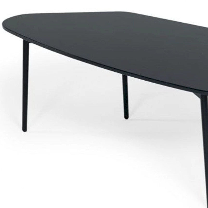 HomeRoots 47 Black And Black Marble Stone Free Form Coffee Table