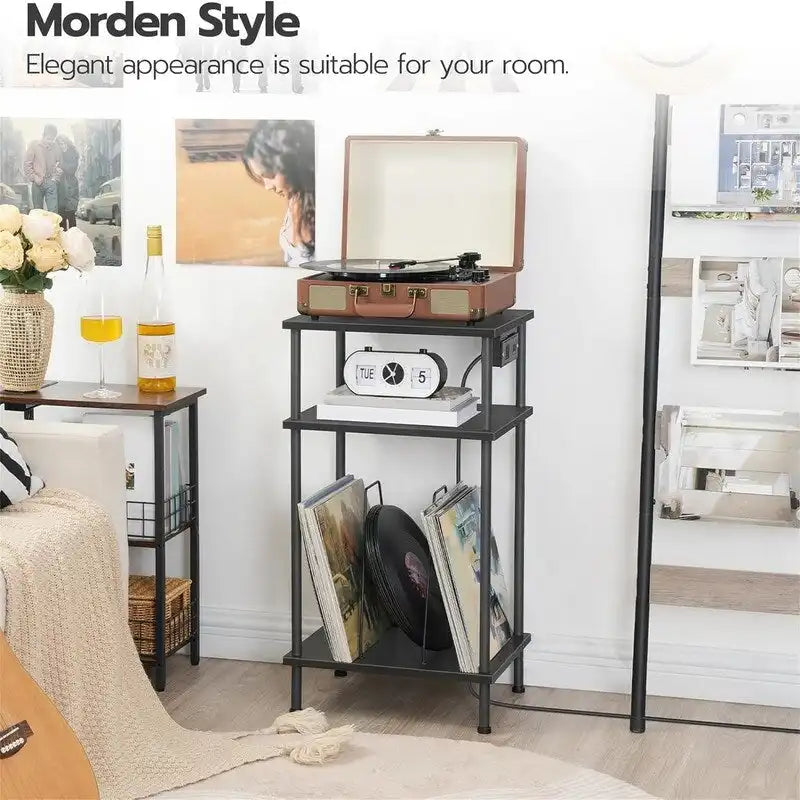 3 Tier Record Player Stand - 15.7L x 11.8W x 29.1H