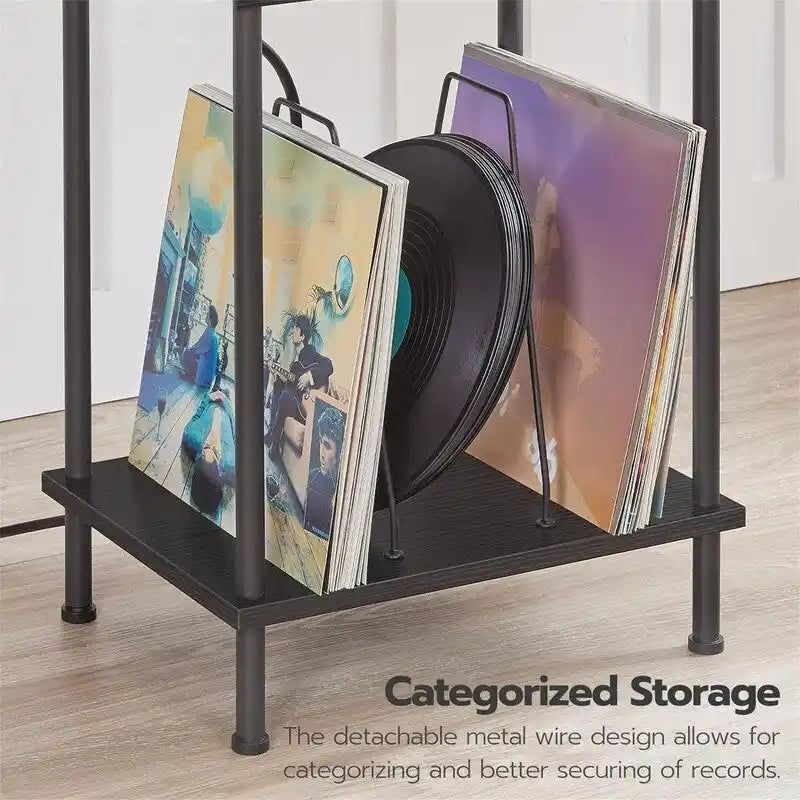 3 Tier Record Player Stand - 15.7L x 11.8W x 29.1H